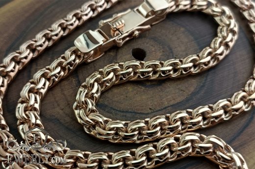 Срібний ланцюг Бісмарк 100 г, 65 см з позолотою - чоловічий ланцюжок